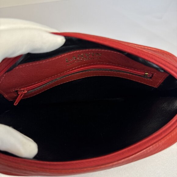 Lanvin Paris Red Leather Crossbody Bag With Black & White Trim - Picture 8 of 12